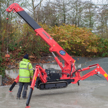 Spider crane rental used for lifting in tight construction spaces